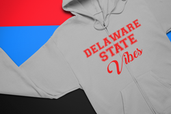 Del State Grey & Red Hoodie Vibes